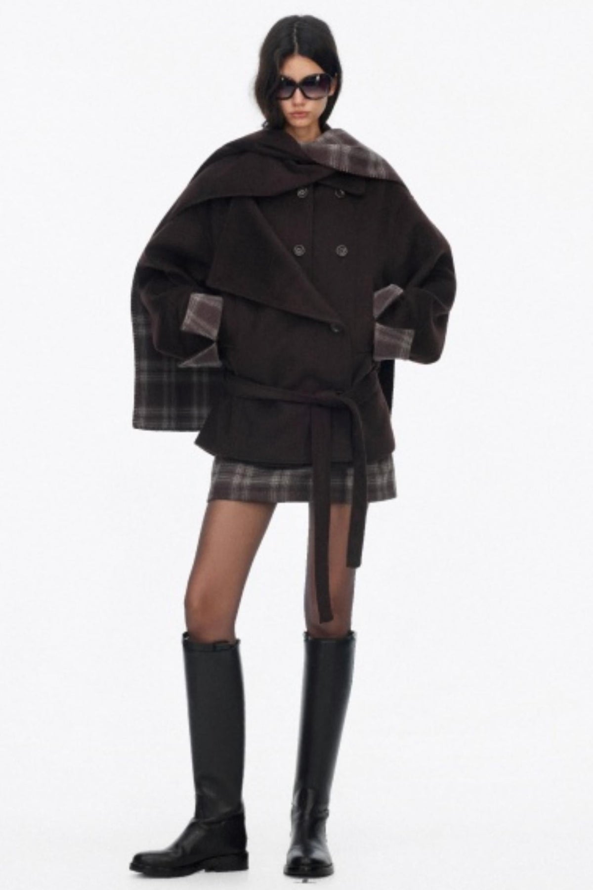 Asymmetrical Wool Coat Skirt Set-Up