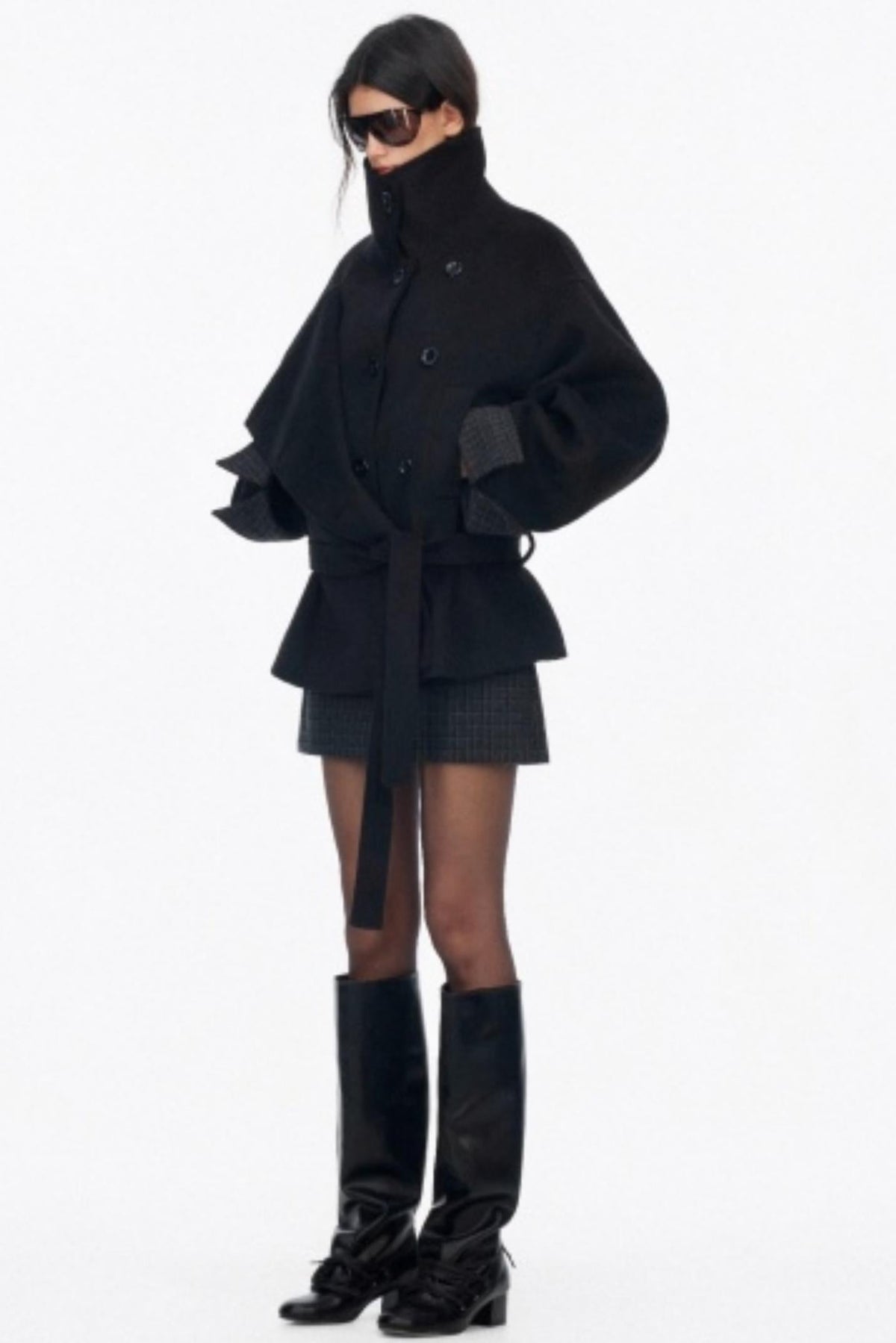 Asymmetrical Wool Coat Skirt Set-Up
