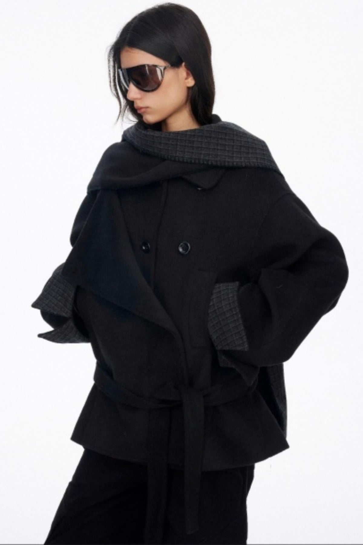 Asymmetrical Wool Coat Skirt Set-Up