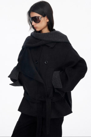 Asymmetrical Wool Coat Skirt Set-Up