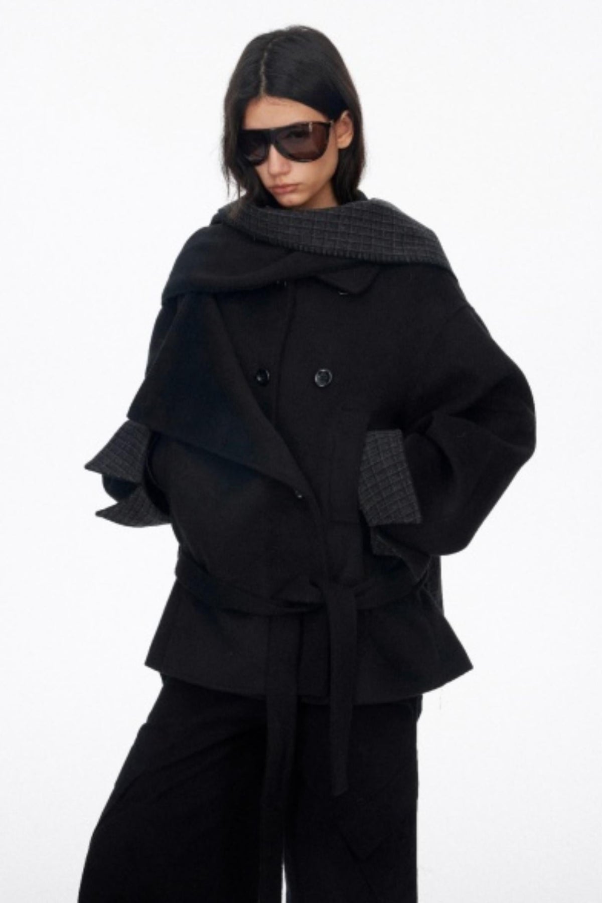 Asymmetrical Wool Coat Skirt Set-Up