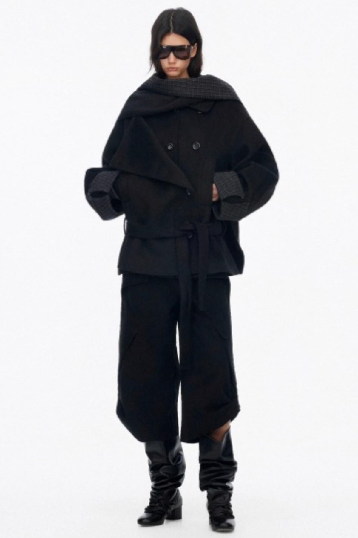 Asymmetrical Wool Coat Skirt Set-Up