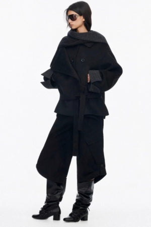 Asymmetrical Wool Coat Skirt Set-Up