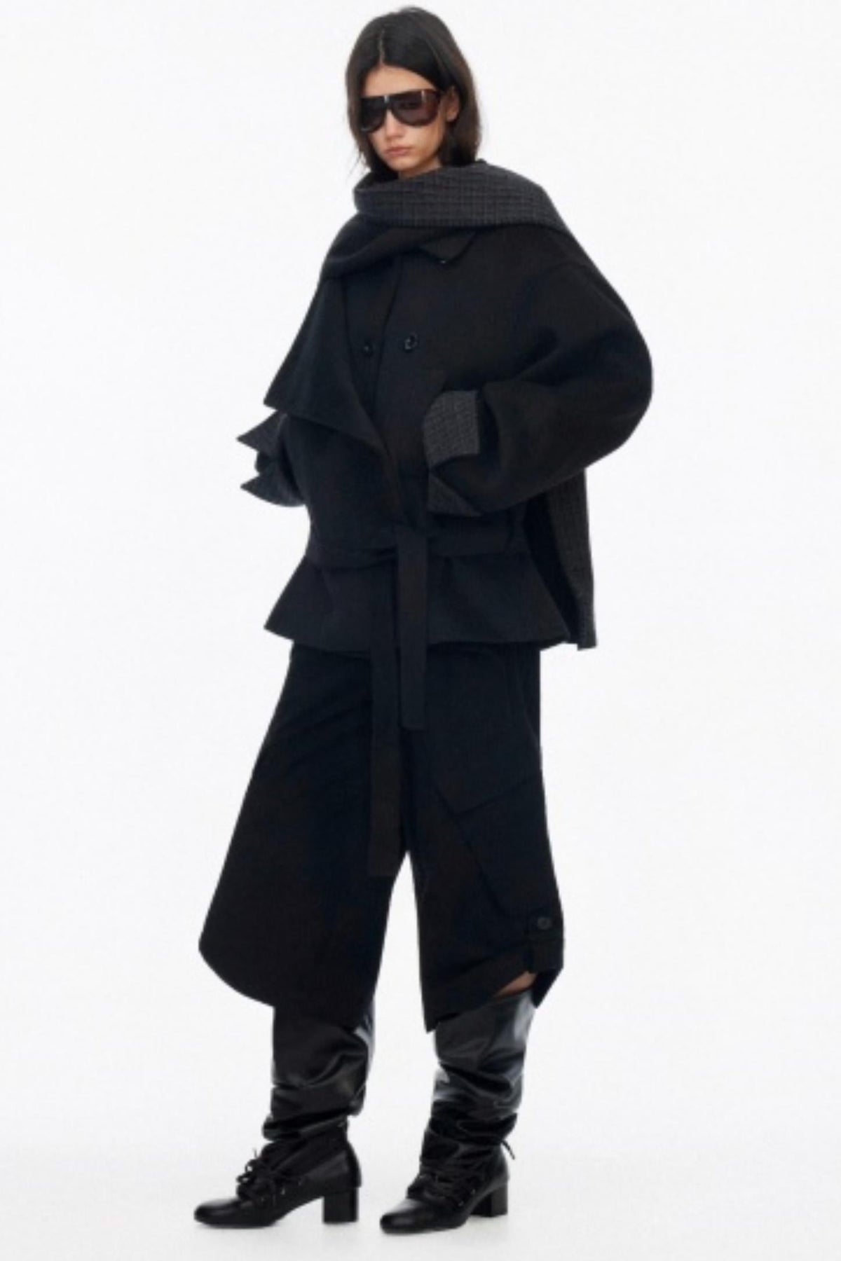 Asymmetrical Wool Coat Skirt Set-Up