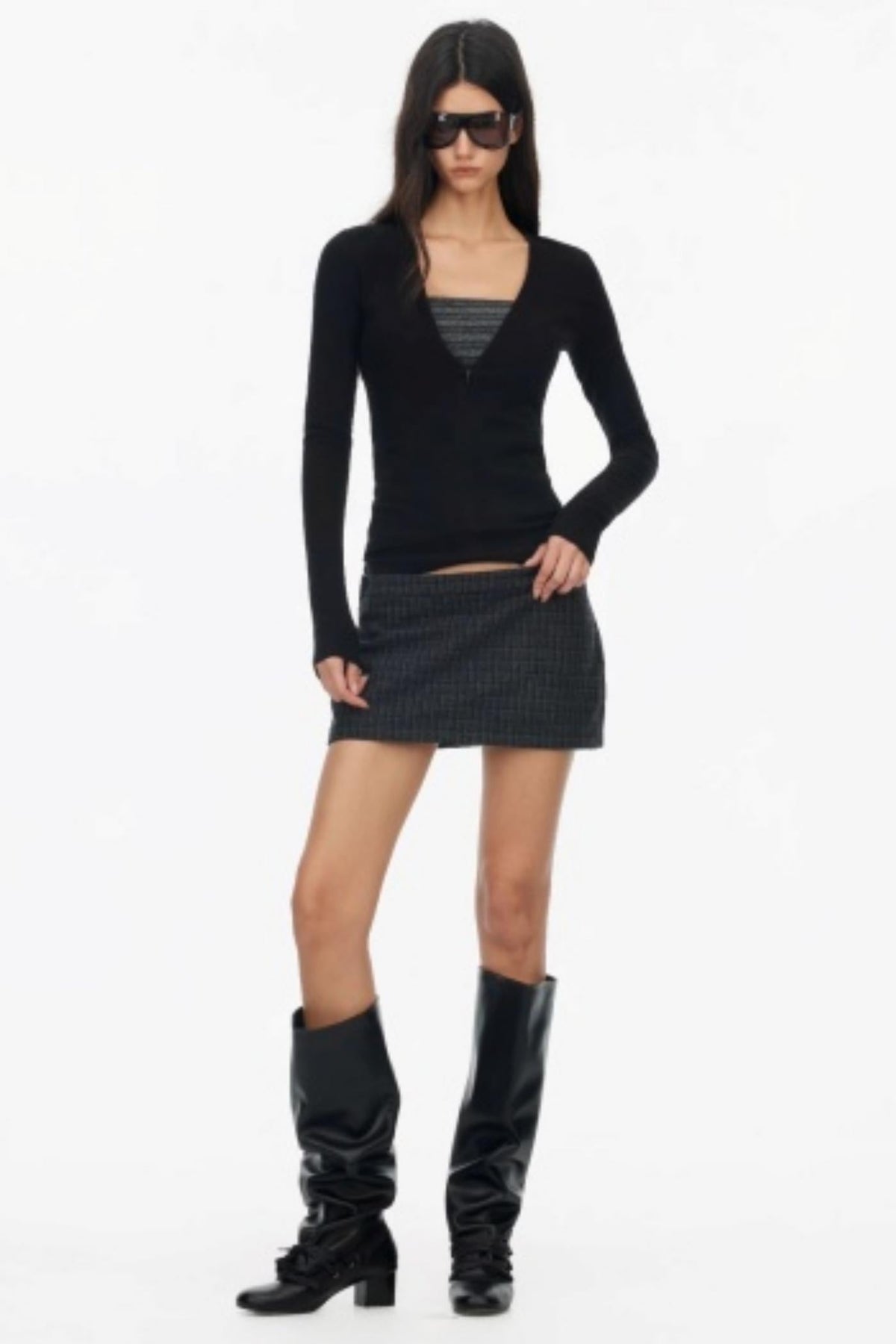 Asymmetrical Wool Coat Skirt Set-Up