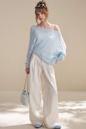 Asymmetrical Wool Knit Sweater