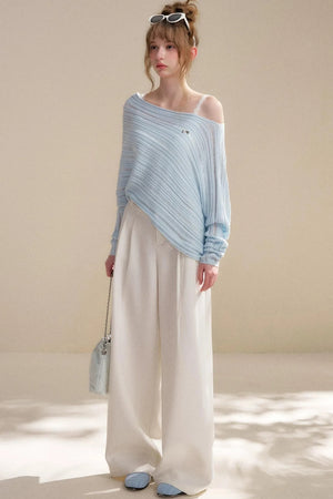 Asymmetrical Wool Knit Sweater