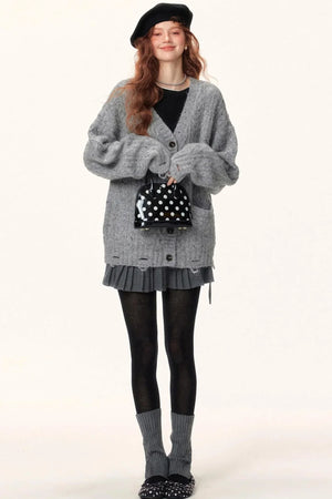 Atmospheric Irregular V-Neck Cardigan