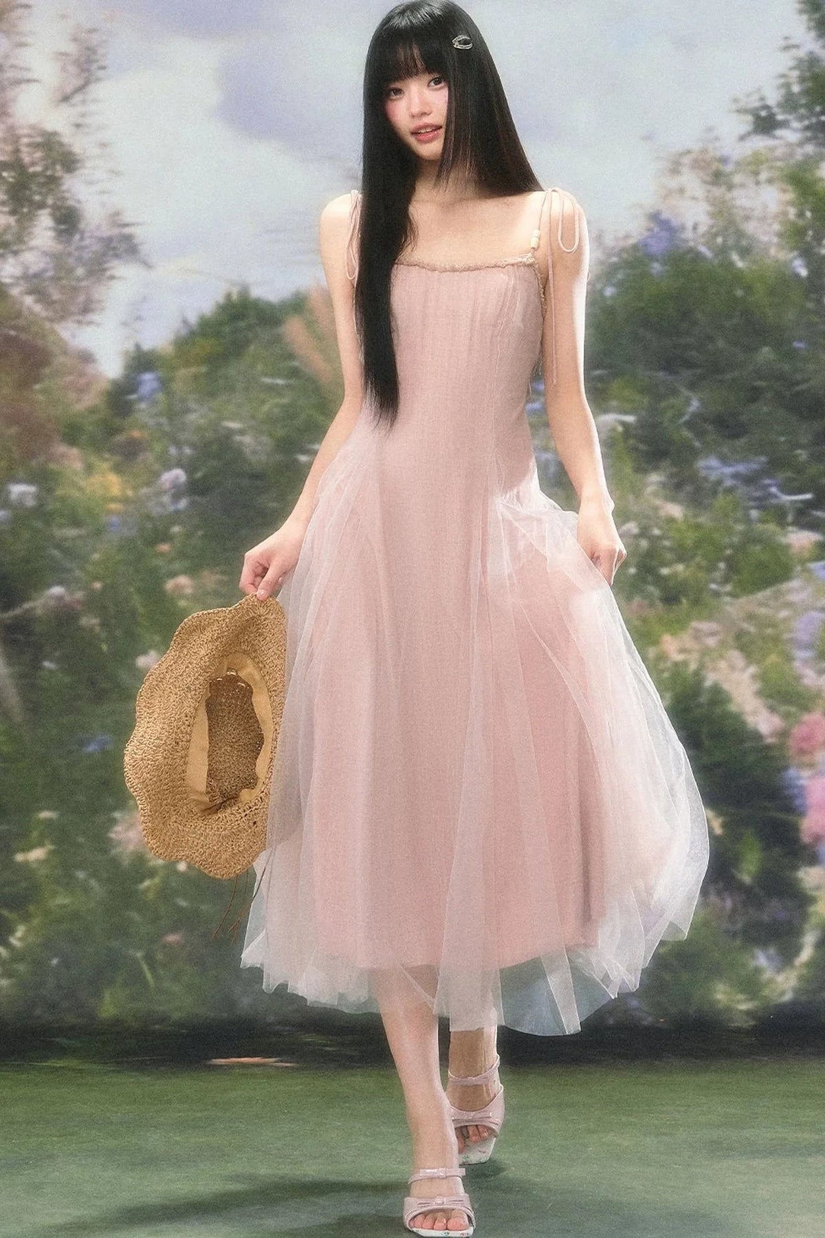 Atmospheric Pink Mesh Dress