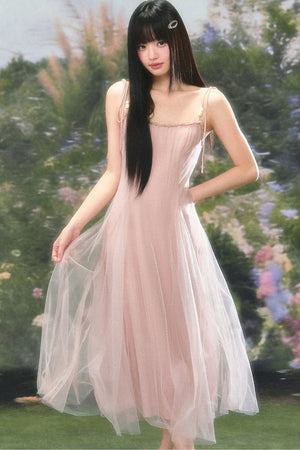 Atmospheric Pink Mesh Dress