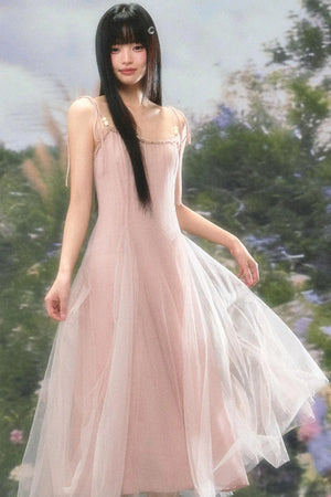 Atmospheric Pink Mesh Dress