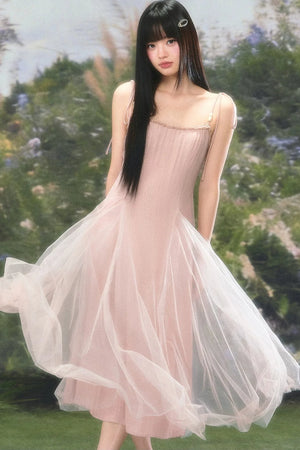 Atmospheric Pink Mesh Dress