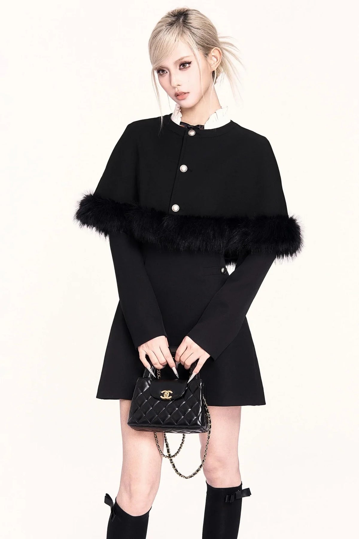 Atmospheric Woolen Shawl Dress Set-Up