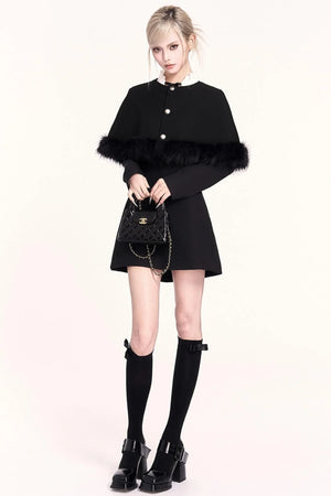 Atmospheric Woolen Shawl Dress Set-Up