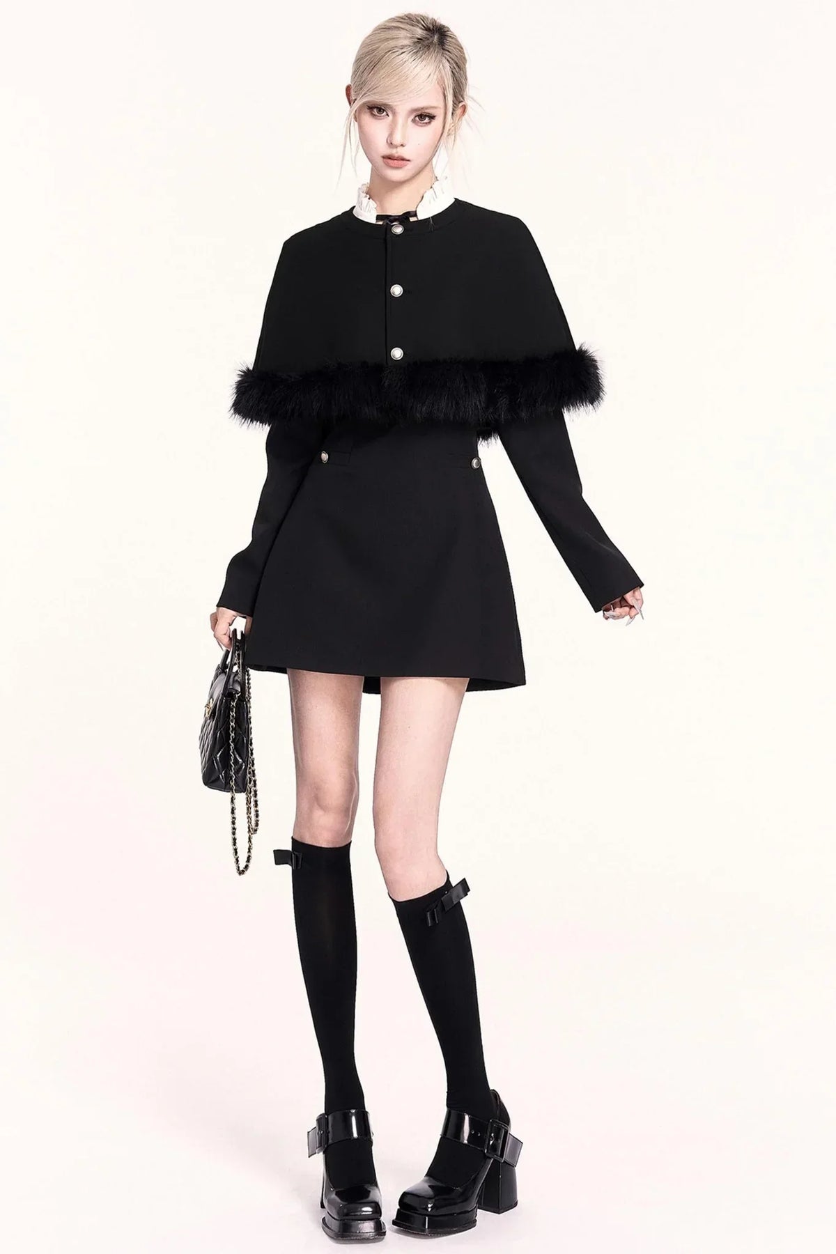Atmospheric Woolen Shawl Dress Set-Up