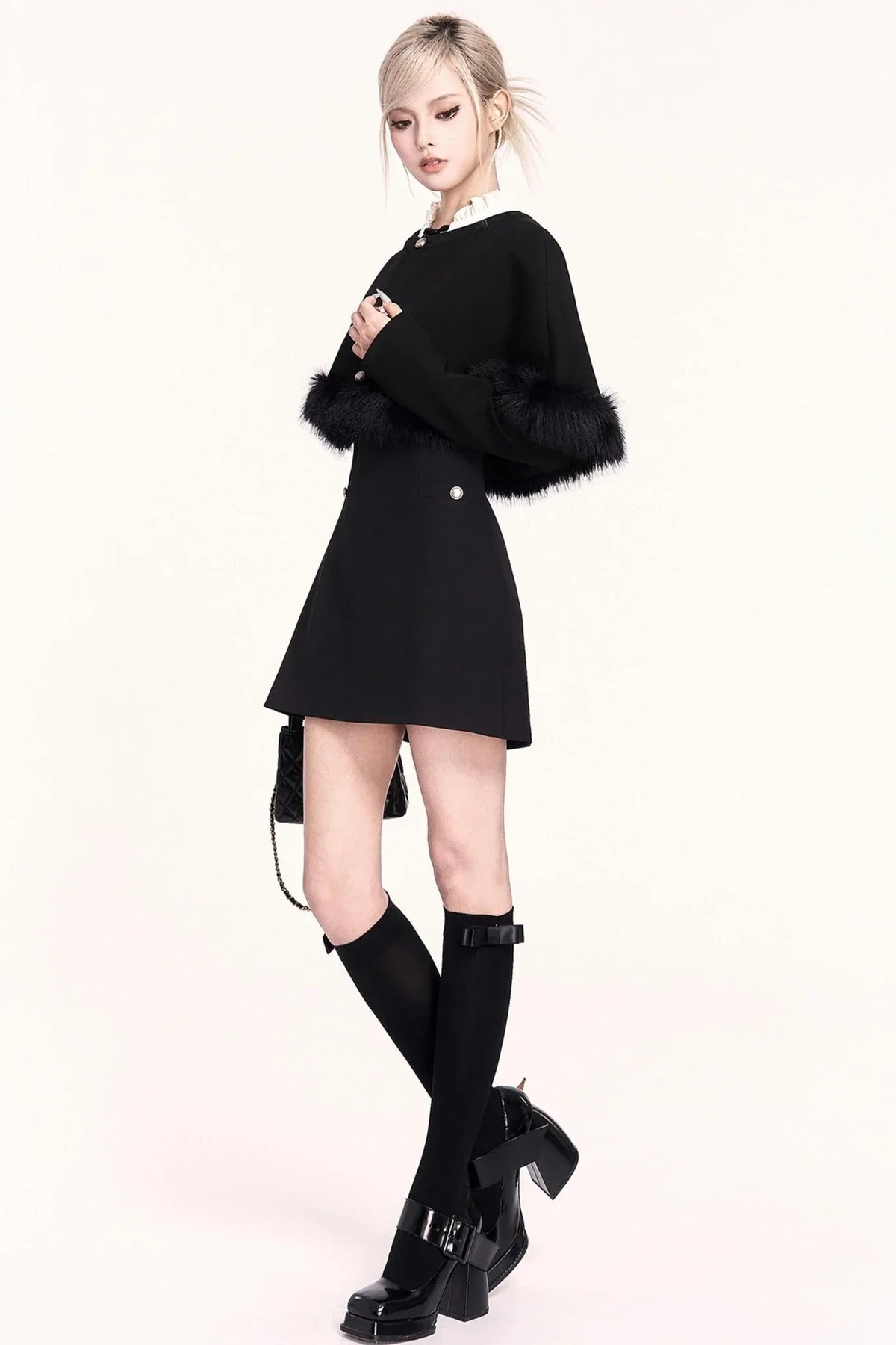 Atmospheric Woolen Shawl Dress Set-Up