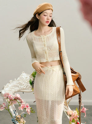 August Breath Knitted Cardigan Set-Up