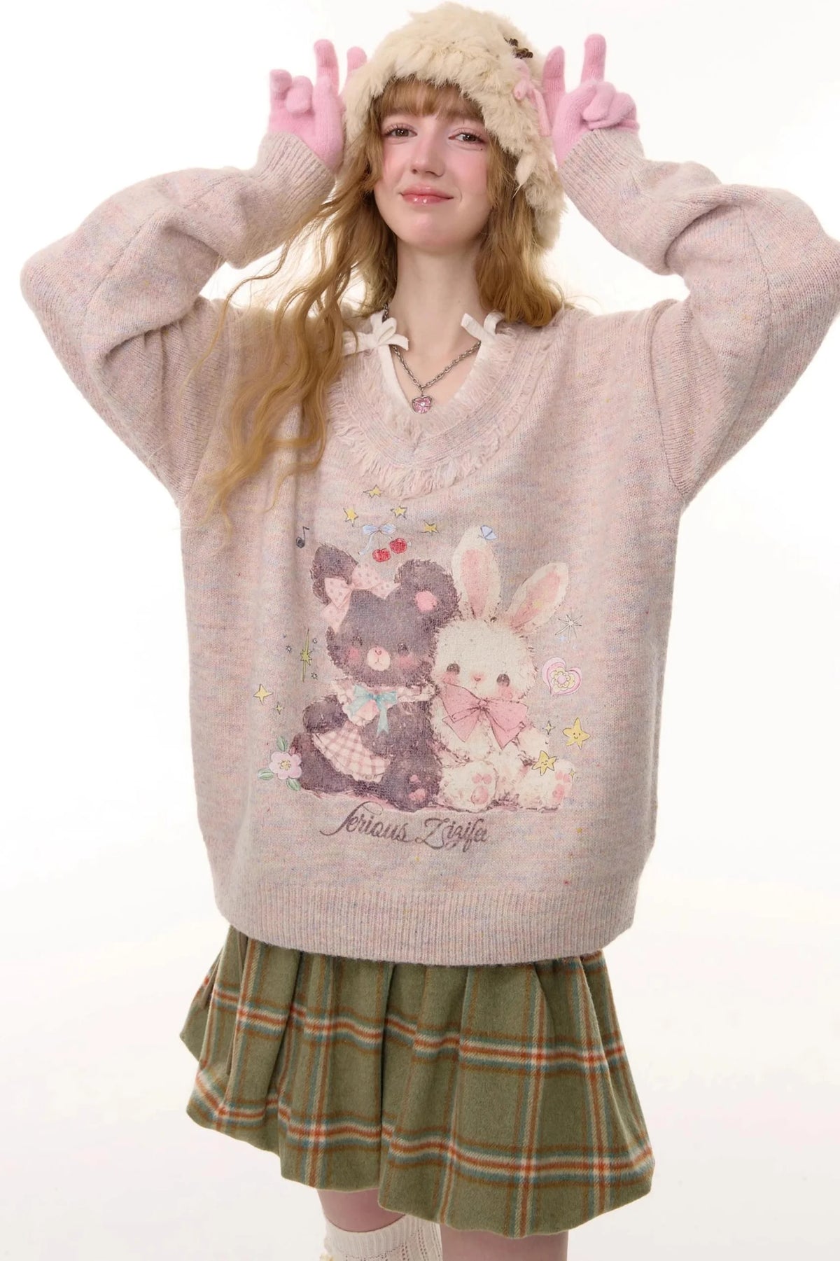 Autumn Apricot V-Neck Sweater