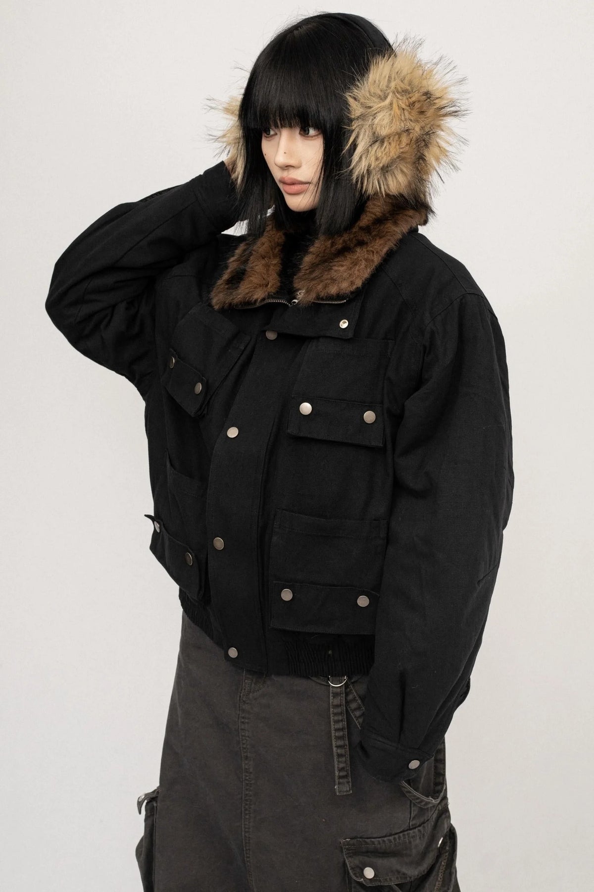 Autumn Black Vintage Cotton Jacket