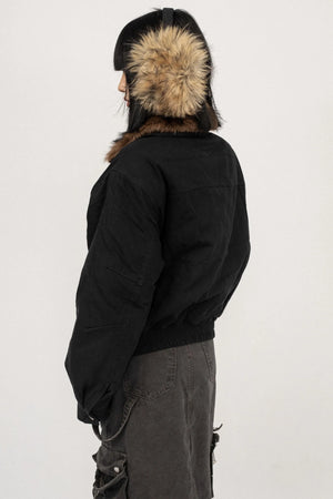 Autumn Black Vintage Cotton Jacket
