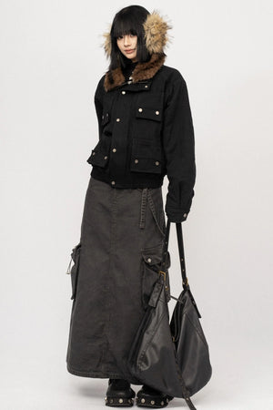Autumn Black Vintage Cotton Jacket