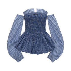 Autumn Blue Patchwork Dress