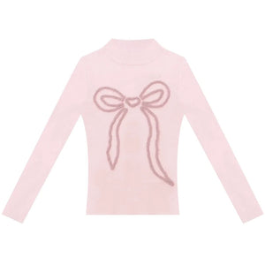 Autumn Bow Slim Knit Shirt