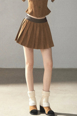 Autumn Coat and Pleated Skirt Three-Piece Set-Up