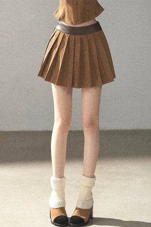 Autumn Coat and Pleated Skirt Three-Piece Set-Up