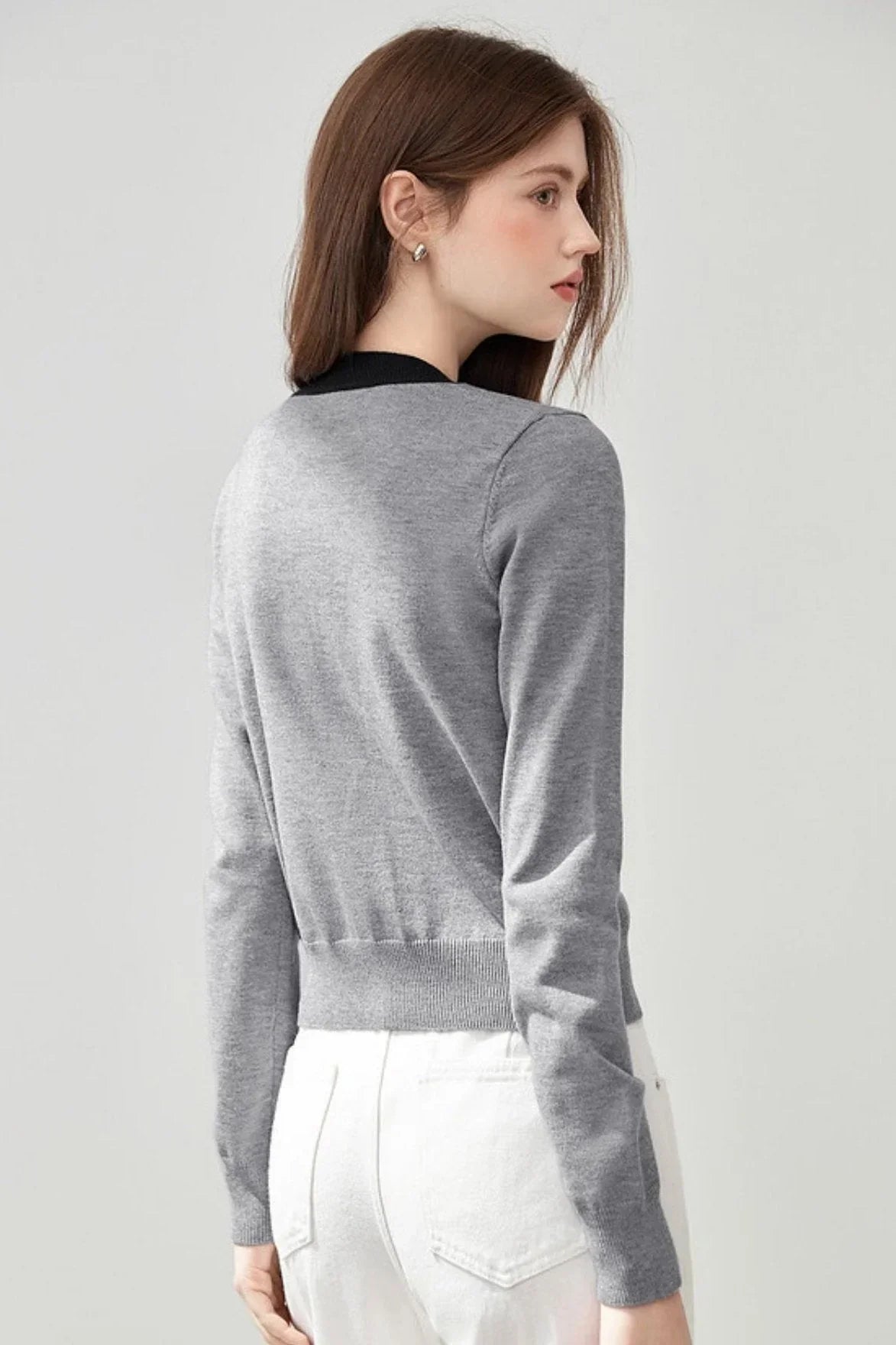 Autumn Contrast Stitched Cardigan