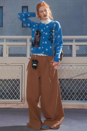 Autumn High-Waisted Slimming Brown Trousers