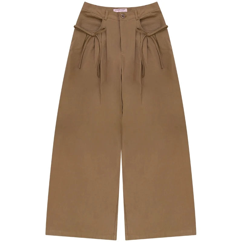 Autumn High-Waisted Slimming Brown Trousers