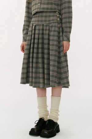 Autumn Plaid Midi Skirt
