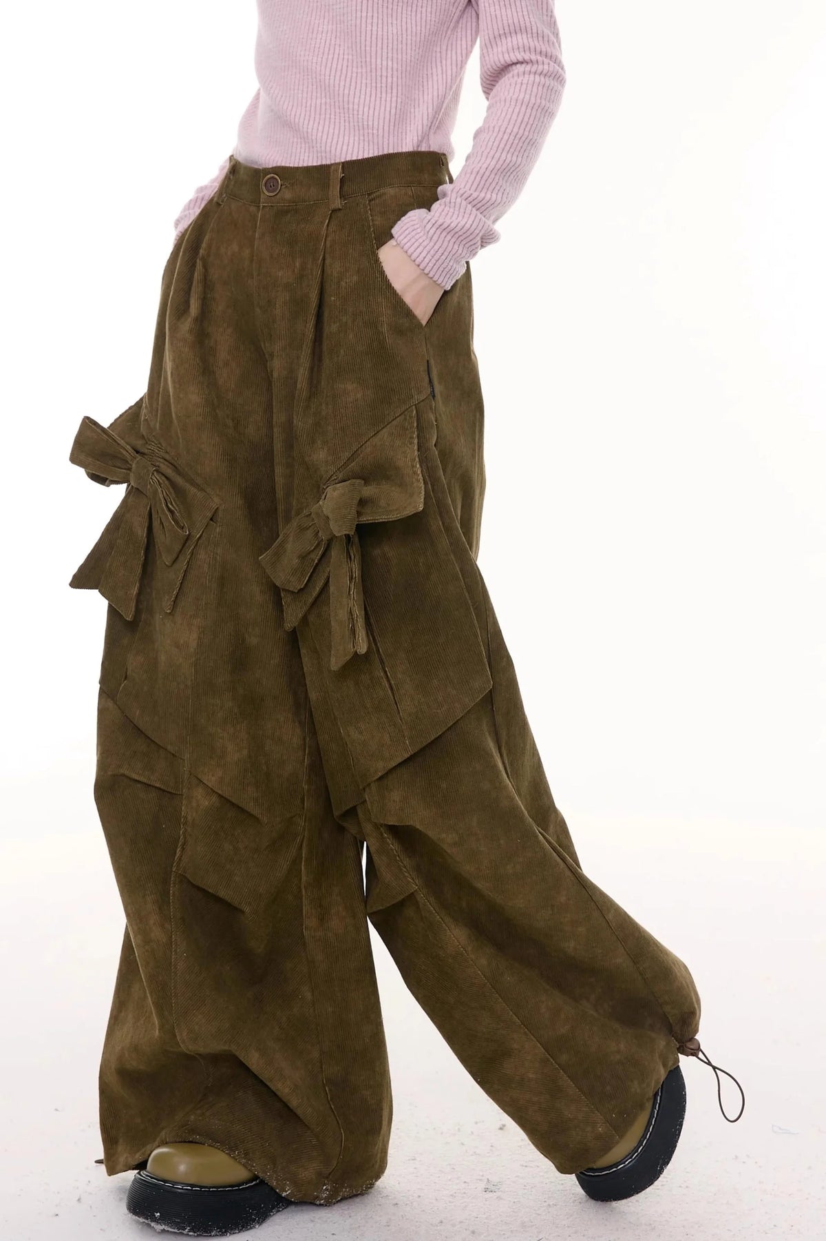 Autumn Retro Bow High Waist Slimming Trousers
