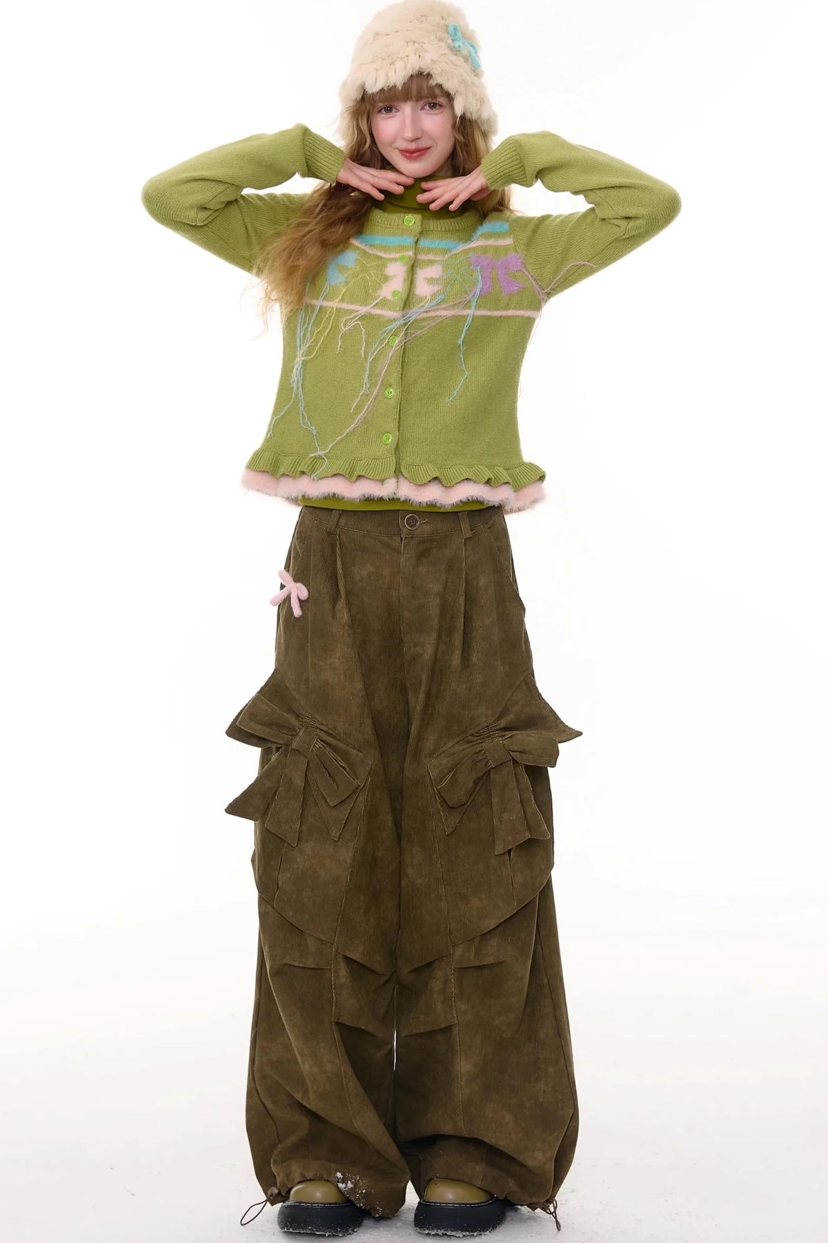Autumn Retro Bow High Waist Slimming Trousers
