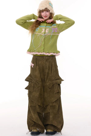 Autumn Retro Bow High Waist Slimming Trousers
