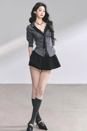 Autumn Slimming Polo Neck Shirt