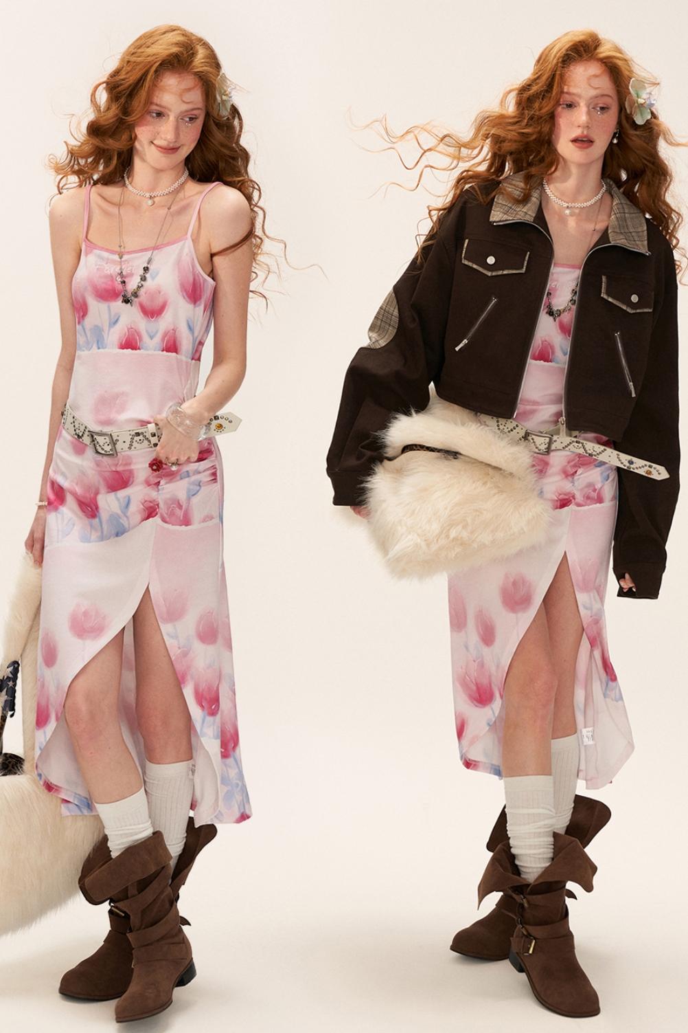 Autumn Sweet Pink Tulip Dress