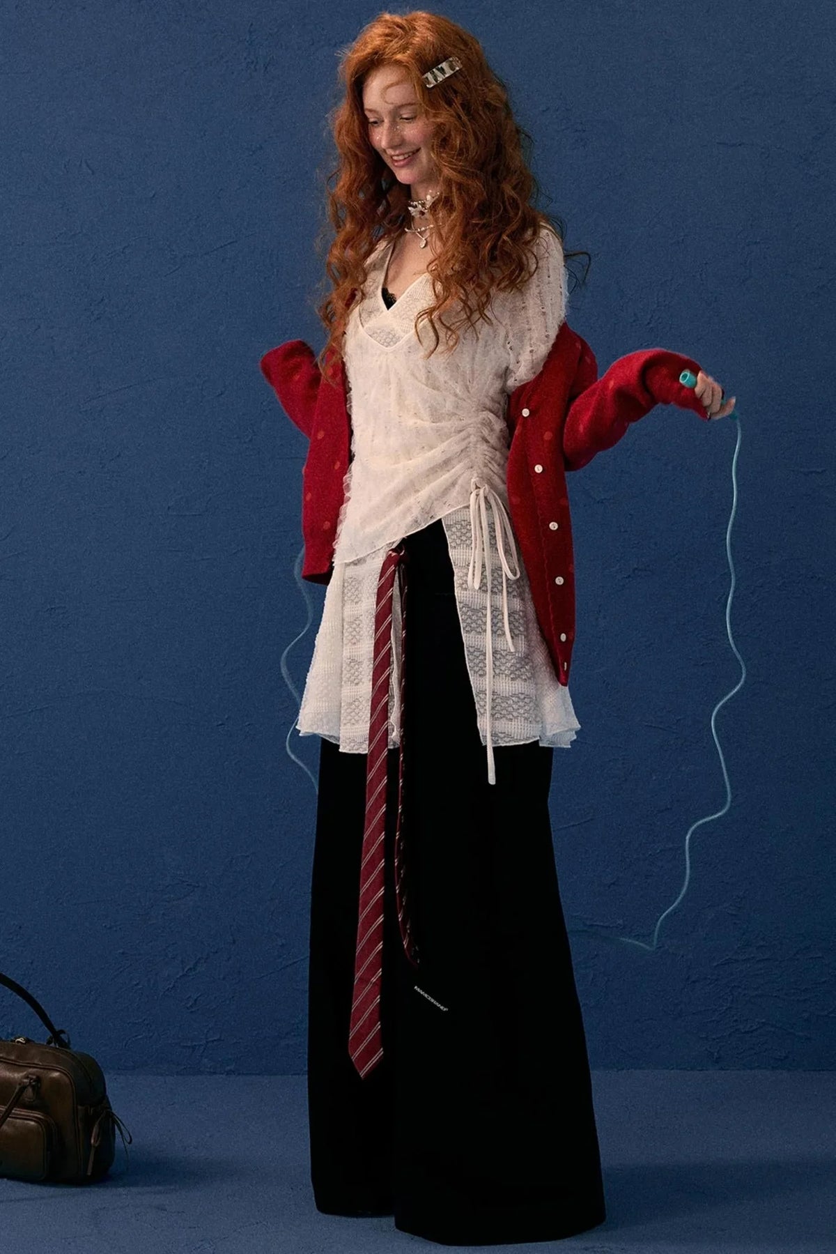Autumn White Long-Sleeved Blouse Top