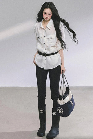 Autumn White Polo Shirt & Pants Set-Up