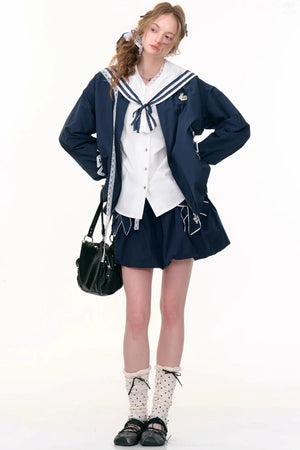 Autumn Winter Dark Blue Jacket