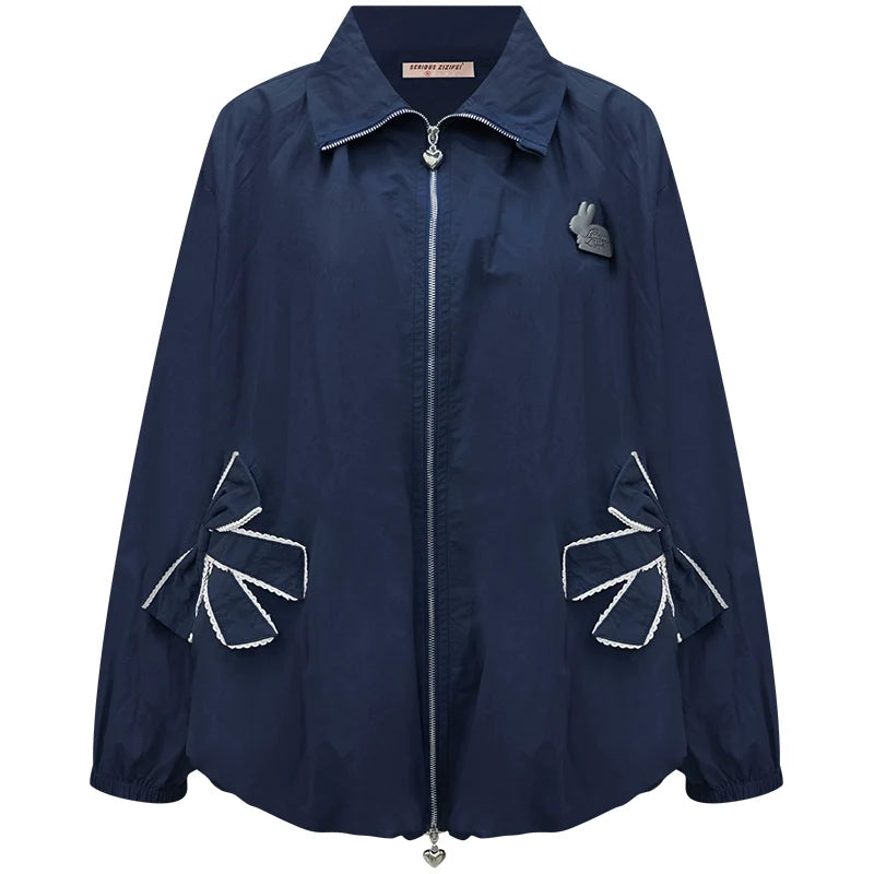 Autumn Winter Dark Blue Jacket