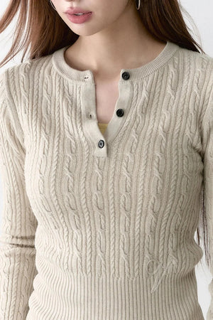 Autumn Winter Twist Knit Top