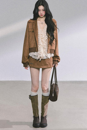 Autumn Woolen Suit Skirt Set-Up