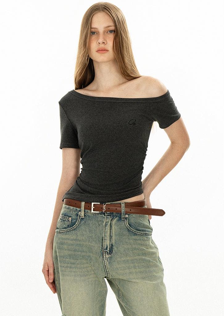 Off Shoulder Basic Dark Top