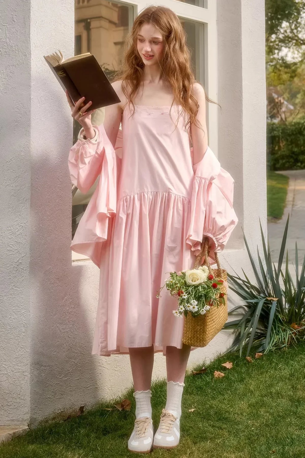 Baby Pink Cotton Dress Set-Up