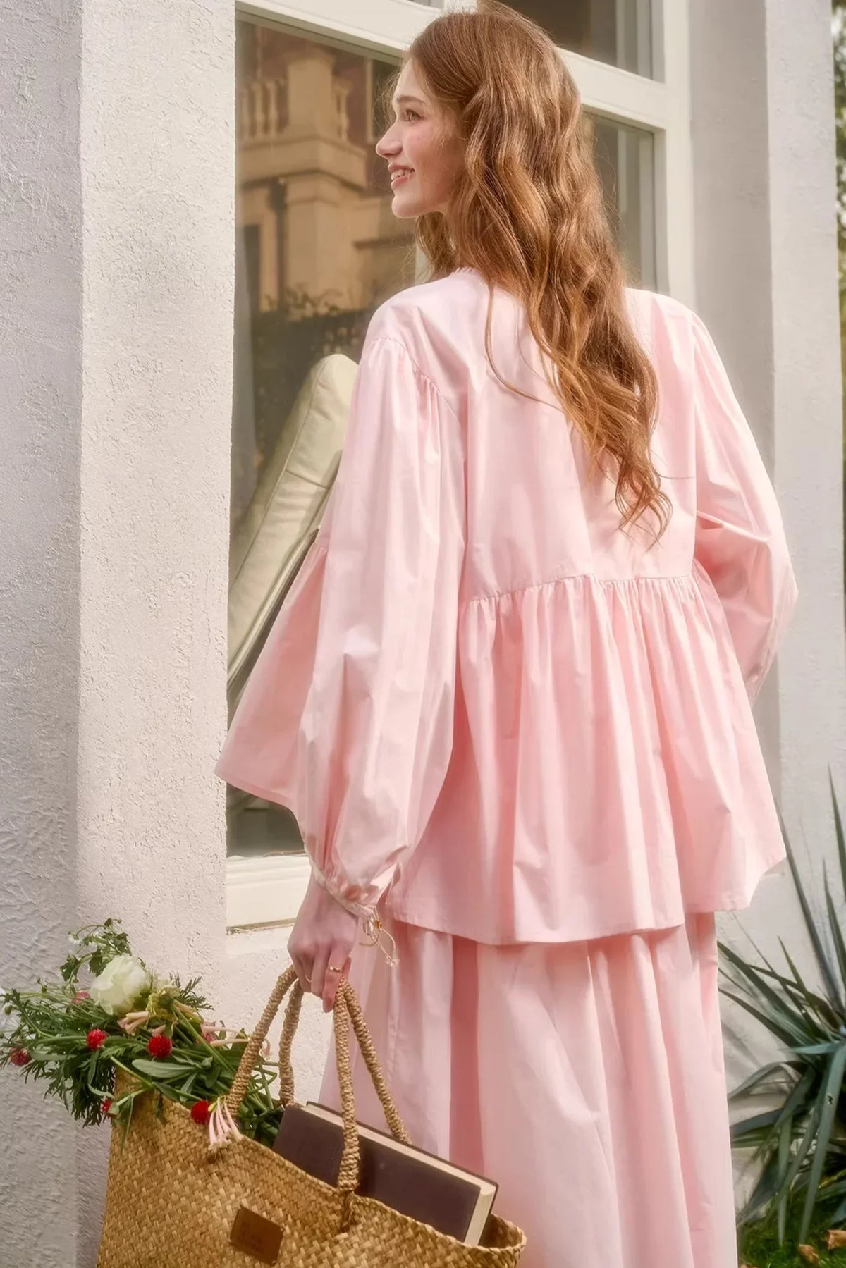 Baby Pink Cotton Dress Set-Up