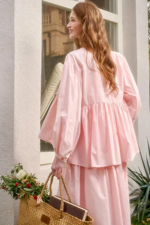 Baby Pink Cotton Dress Set-Up