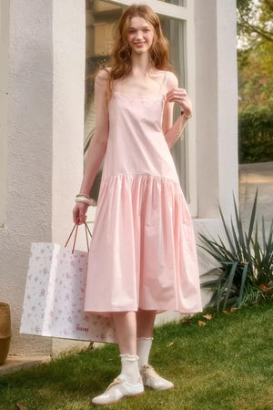 Baby Pink Cotton Dress Set-Up