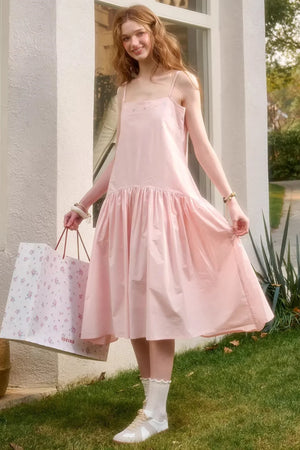Baby Pink Cotton Dress Set-Up
